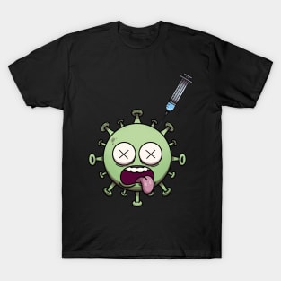 Dead Corona Virus Character Injected With Vaccine T-Shirt